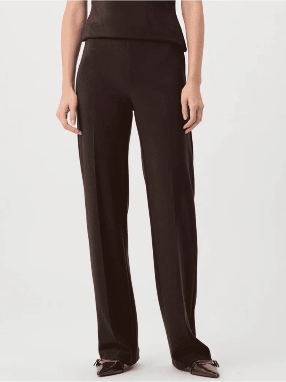 Joseph Ribkoff Wide-Leg Dark Brown Dress Pants